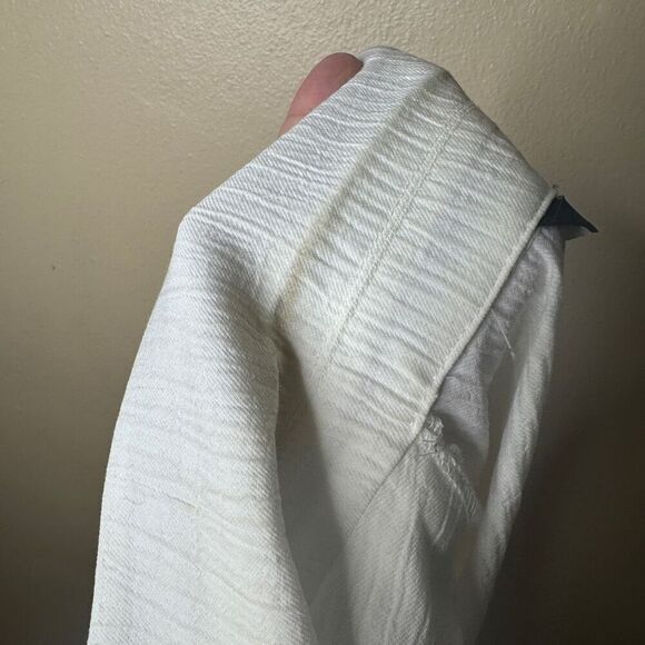 Zara Blazer Women's Large White Wrinkle Look Ecru Double Breasted Oversized - Picture 6 of 13